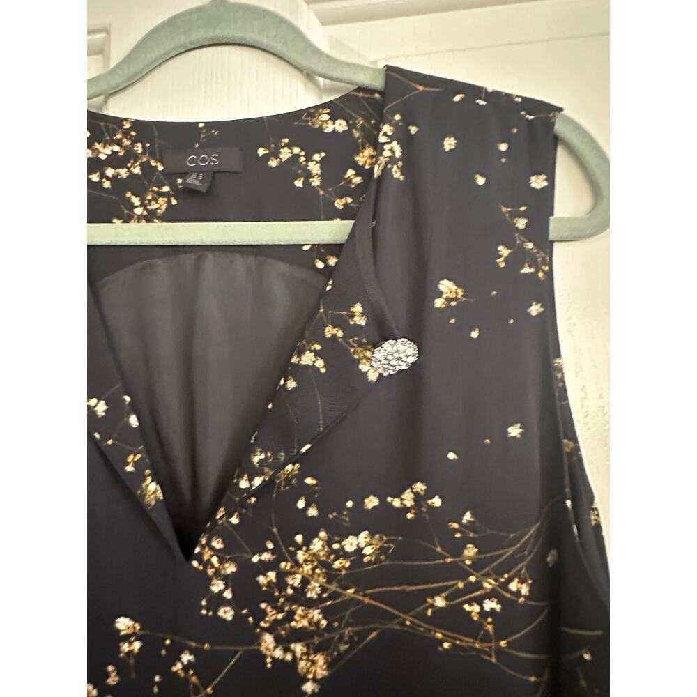 COS Women's Black Fully Lined Handkerchief Asymmetric Midi Dress Size 14 - Picture 5 of 12